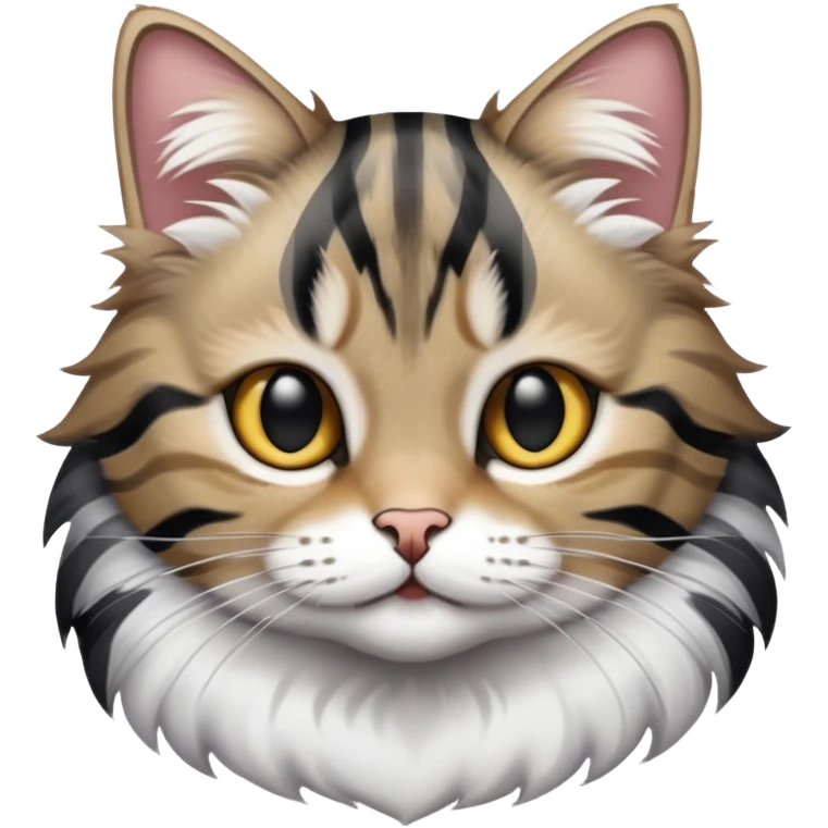 Tabby cat with dark grey and black stripes and white middle emoji