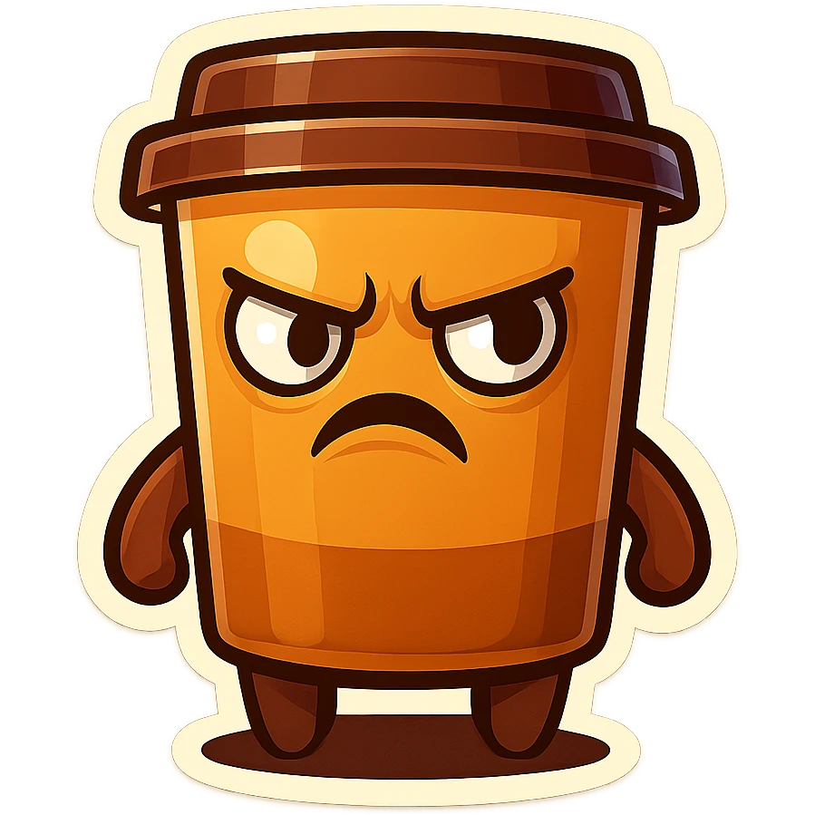 Tall coffee cup, annoyed, disturbed, disgusted emoji
