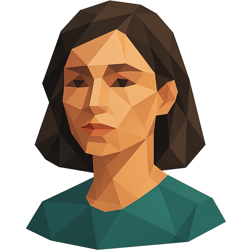 Ava as a low-poly geometric icon, abstract style emoji