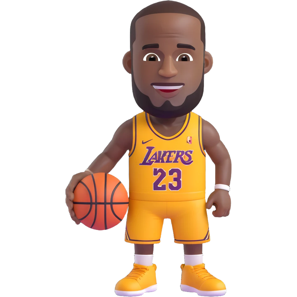 LeBron James as an emoji, basketball uniform, expressive face emoji