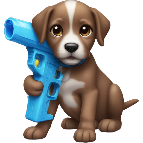 Puppy with water gun emoji