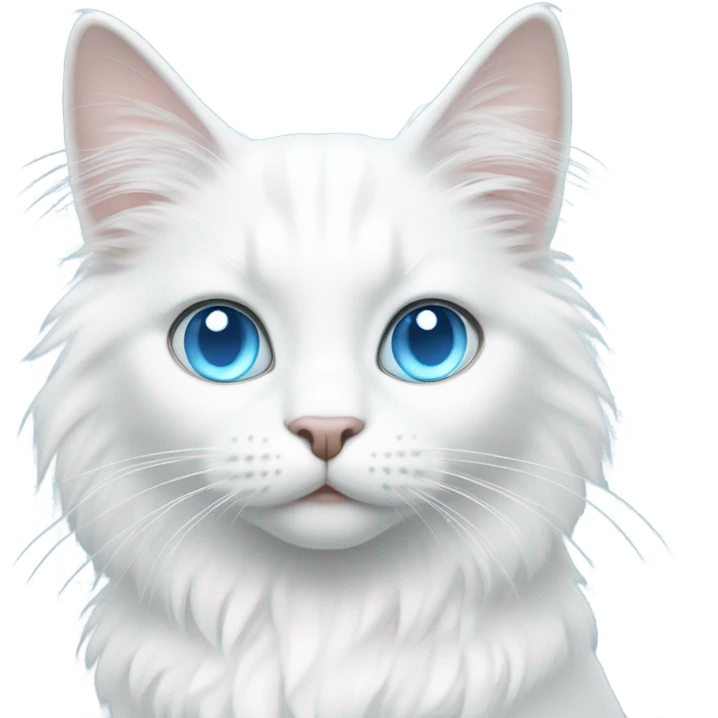 A white cat with long hair and  ice blue eyes  emoji