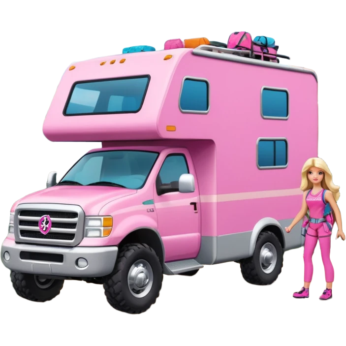 Barbie off-roading rock-climbing dream Winnebago  emoji