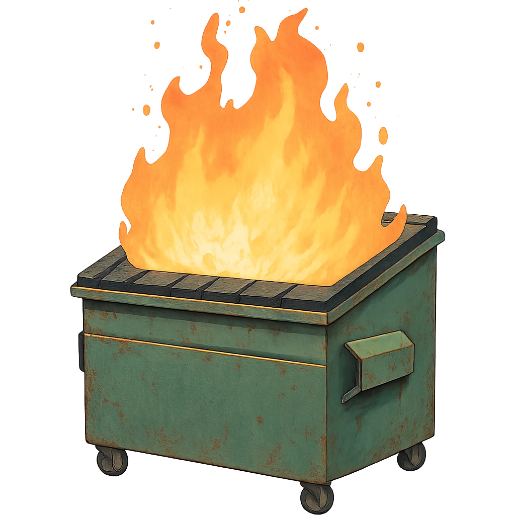 a dumpster fire emoji