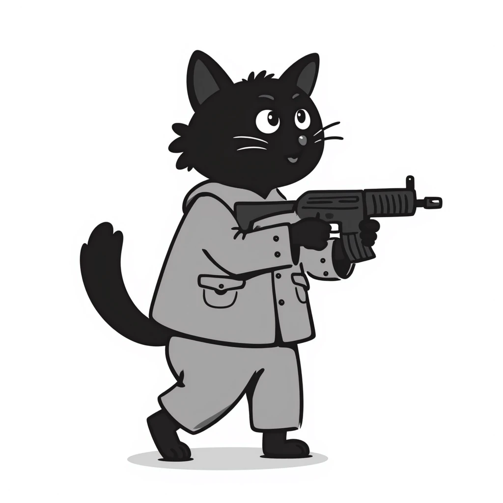 A cat with a gun serving in the ZSU emoji