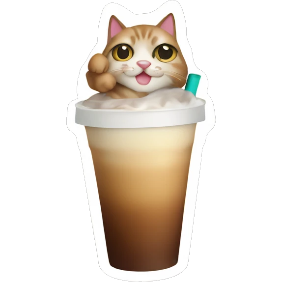 Cat drinking iced coffee  emoji