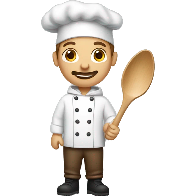 white chef with brown hoodie and a wooden spoon emoji