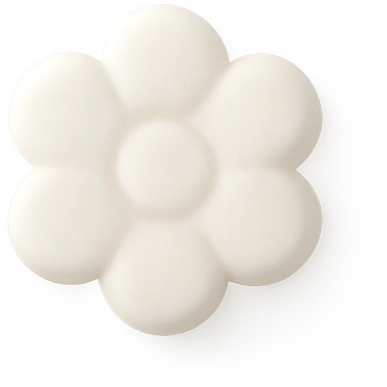 Change the candy to white, keep it flower-shaped, centered, transparent background, no other elements, same style. emoji