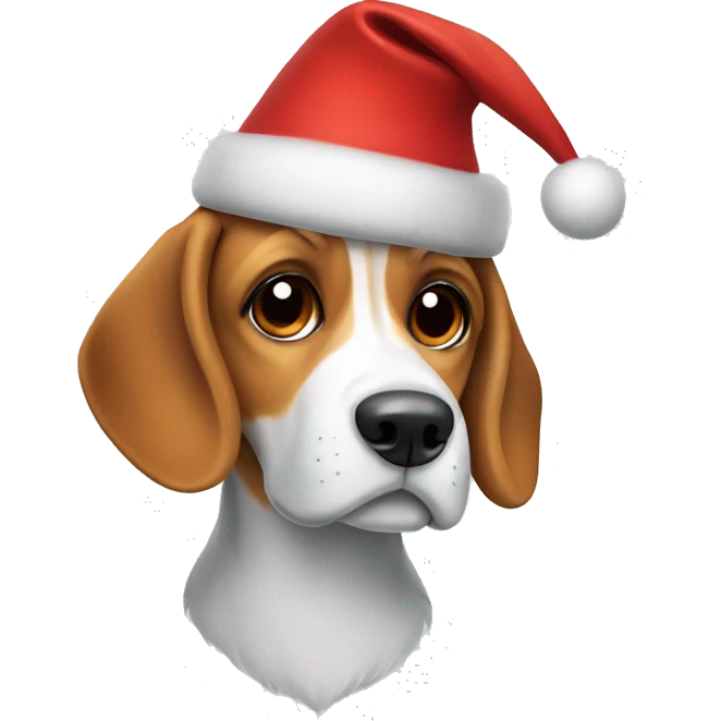 beagle dog with Christmas hat emoji