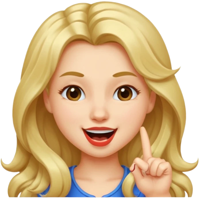 Girl with a finger on her teeth winking make it flirty and keep her hair open emoji