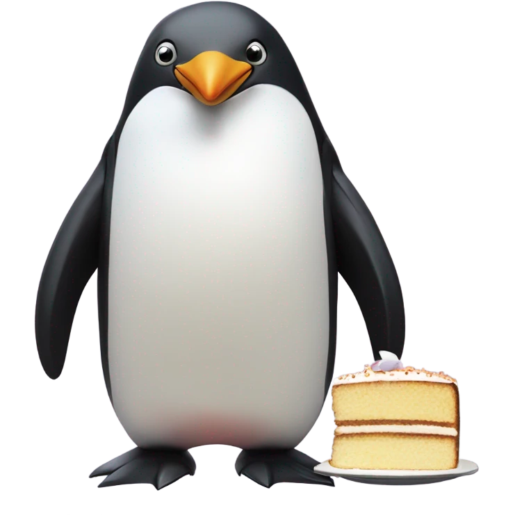 Penguin eating cake emoji