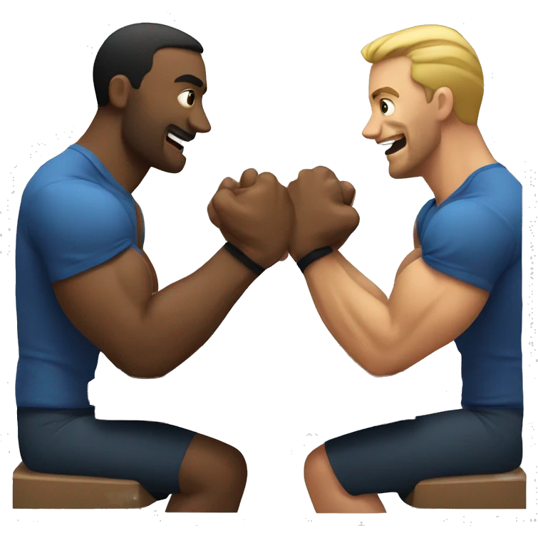 Two men playing arm-wrestling emoji
