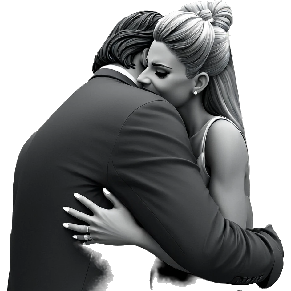 romantic monochrome couple embrace emoji