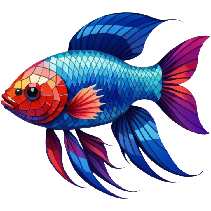 Mosaic colorful beautiful long flared fins betta fish emoji