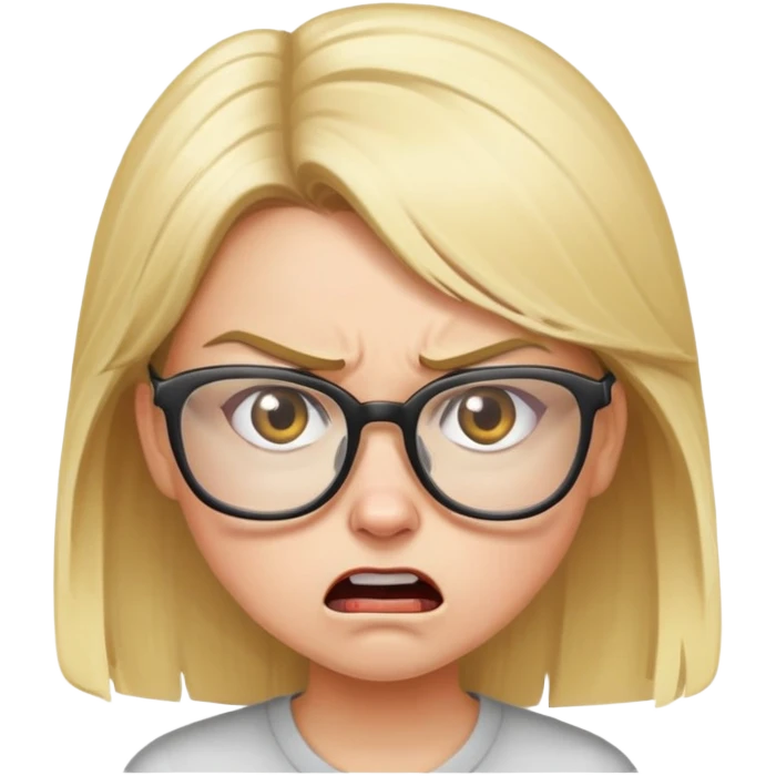 Angry Blondy girl with glasess emoji