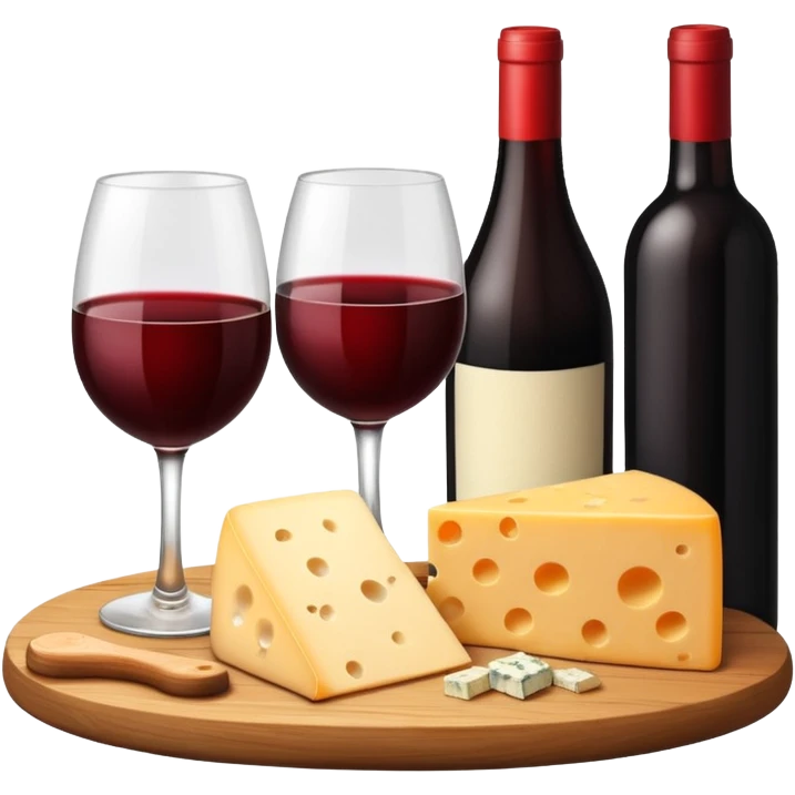 Rotwein und Käse auf ein Holzbrett emoji