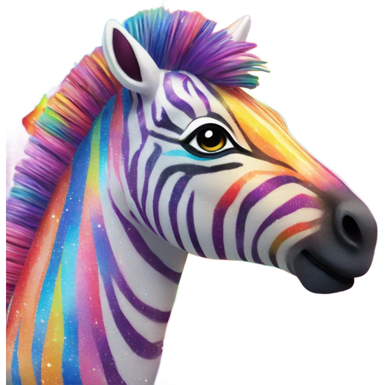 Lisa frank zebra with glitter rainbow stripes emoji