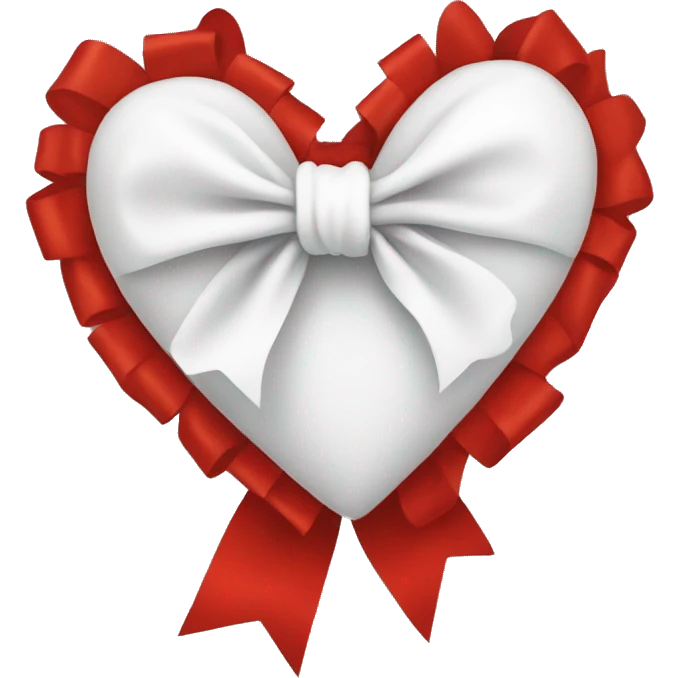 White heart with a big red bow wrapped around it  emoji