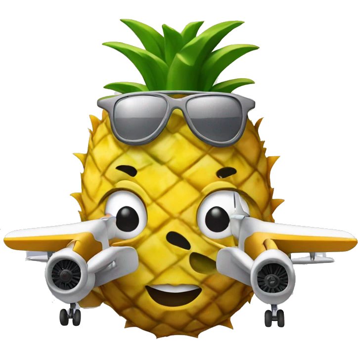 Humanlike pineapple in a plane emoji