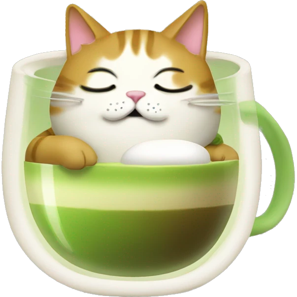 Fat cat drinking matcha latte  emoji