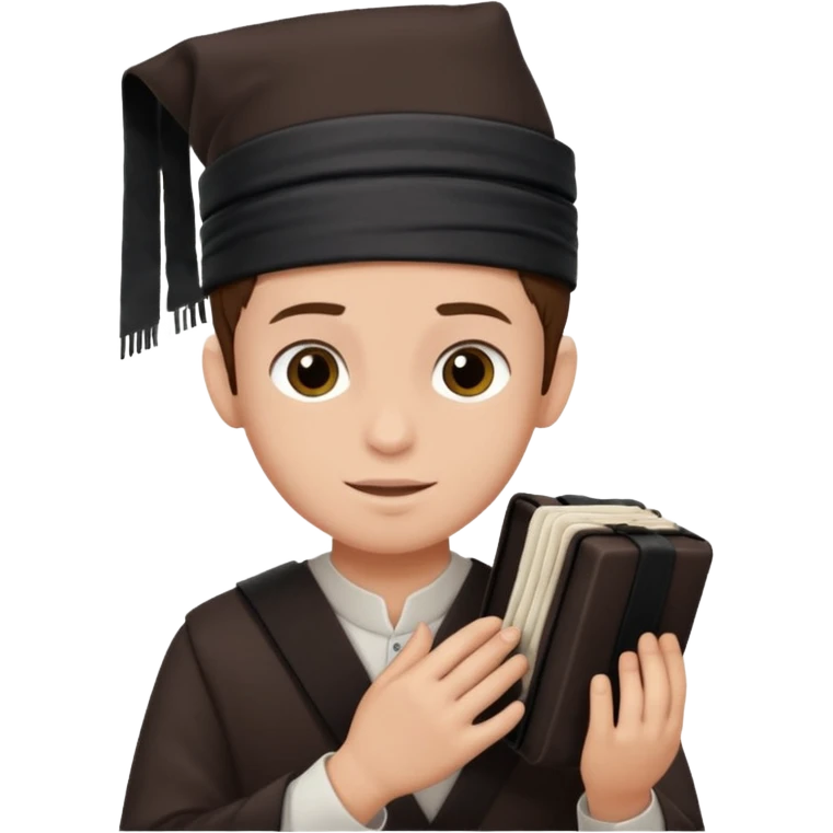 a boy putting on tefillin emoji