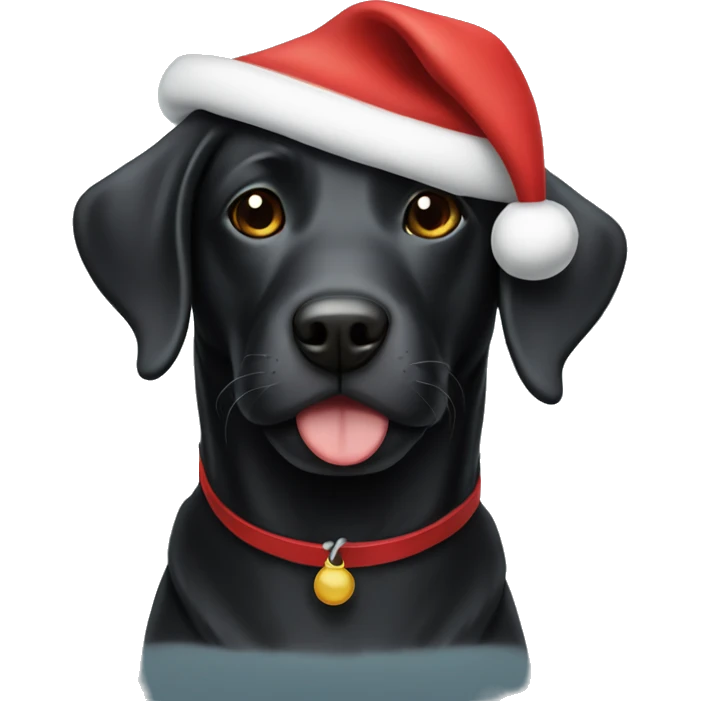Black lab wearing Santa hat emoji