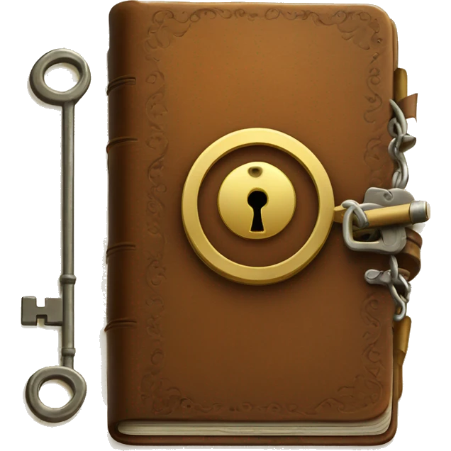 vintage diary with lock and key emoji