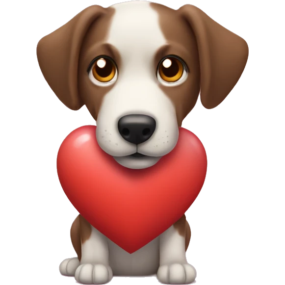 Perro con pelos largos con un corazón  emoji