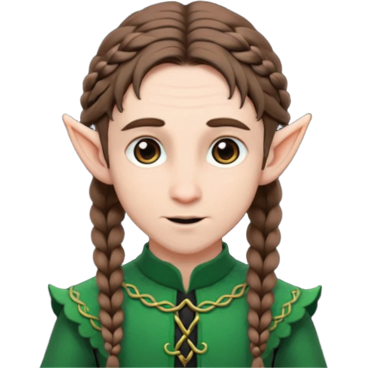 elves with braided brown  hair man black dress  emoji