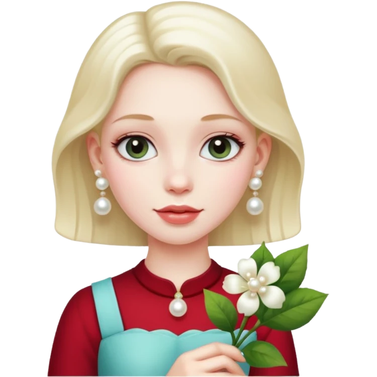 girl-with-pearl-earrings-painting holding flower emoji