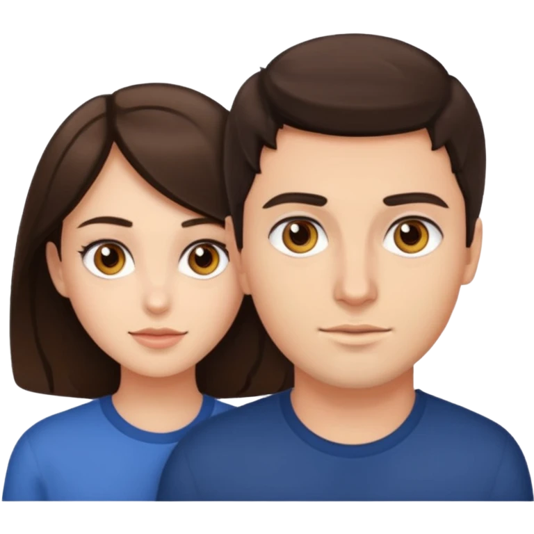 Brunette guy with hazel eyes and brunette girl with hazel eyes together  emoji