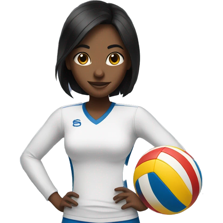 Girl with a black hair plays volleyball emoji