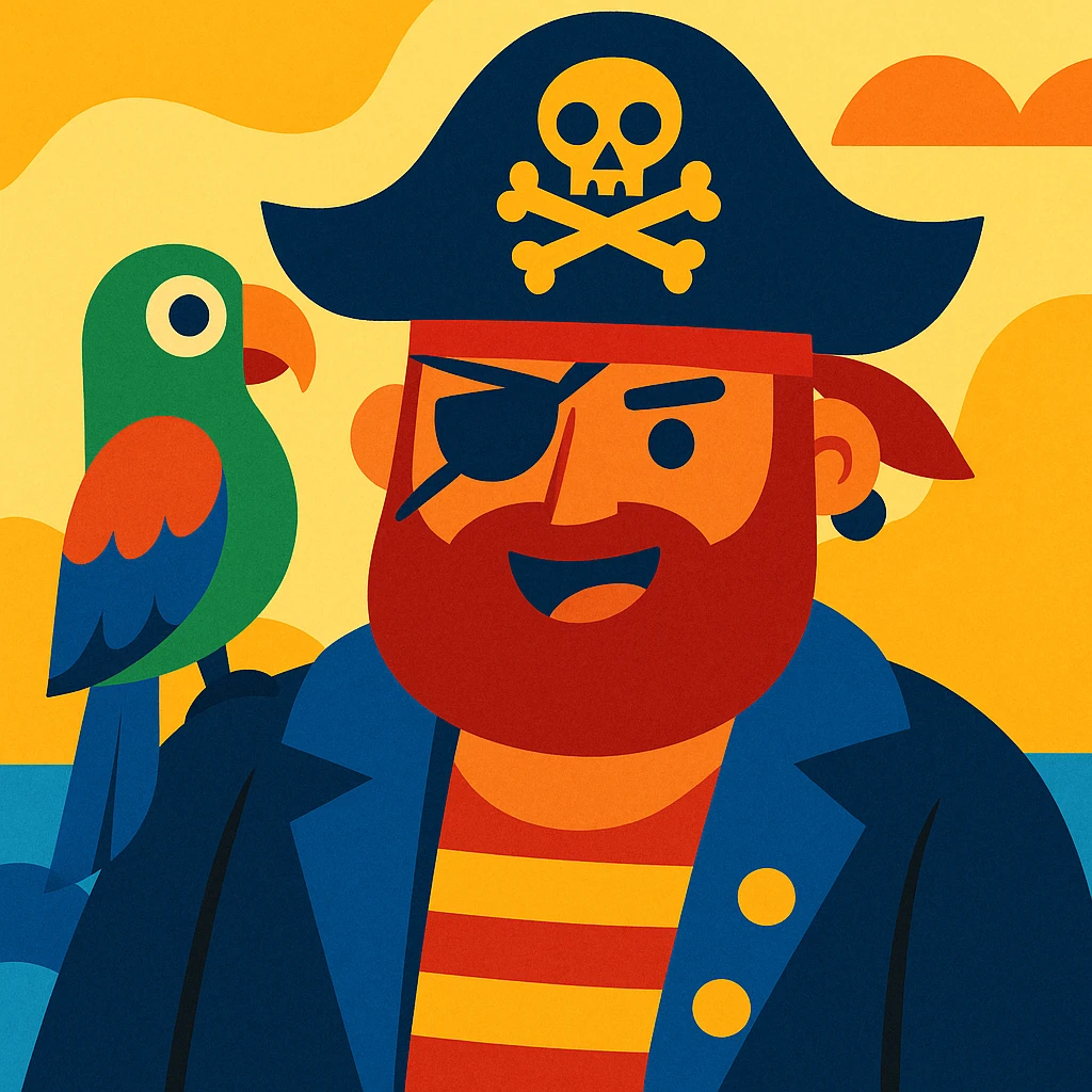 pirate with eye patch and parrot emoji