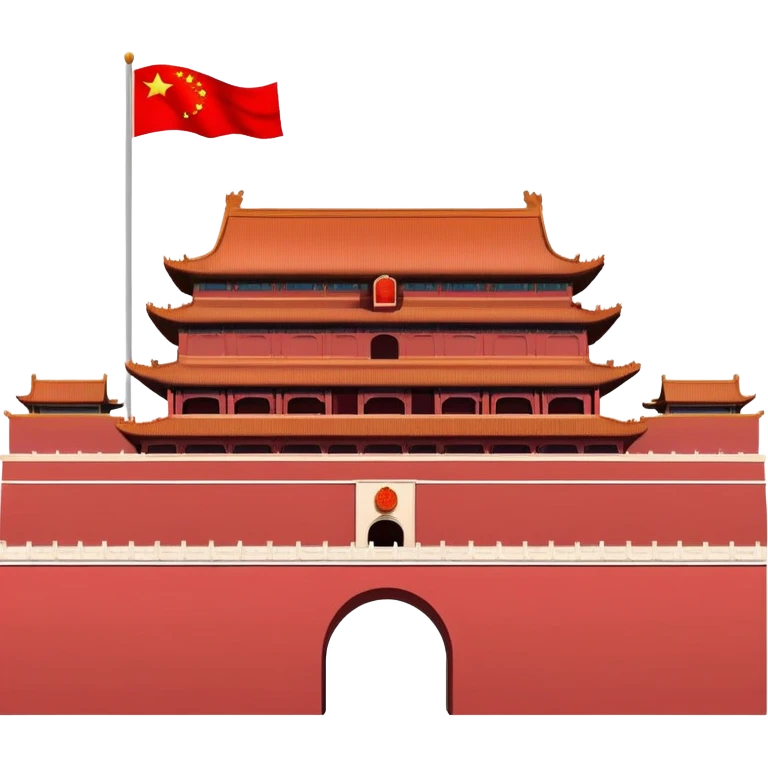 Tiananmen Gate simple cartoonish emoji style Chinese building with red walls emoji