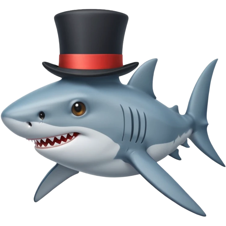 Shark with a top hat emoji