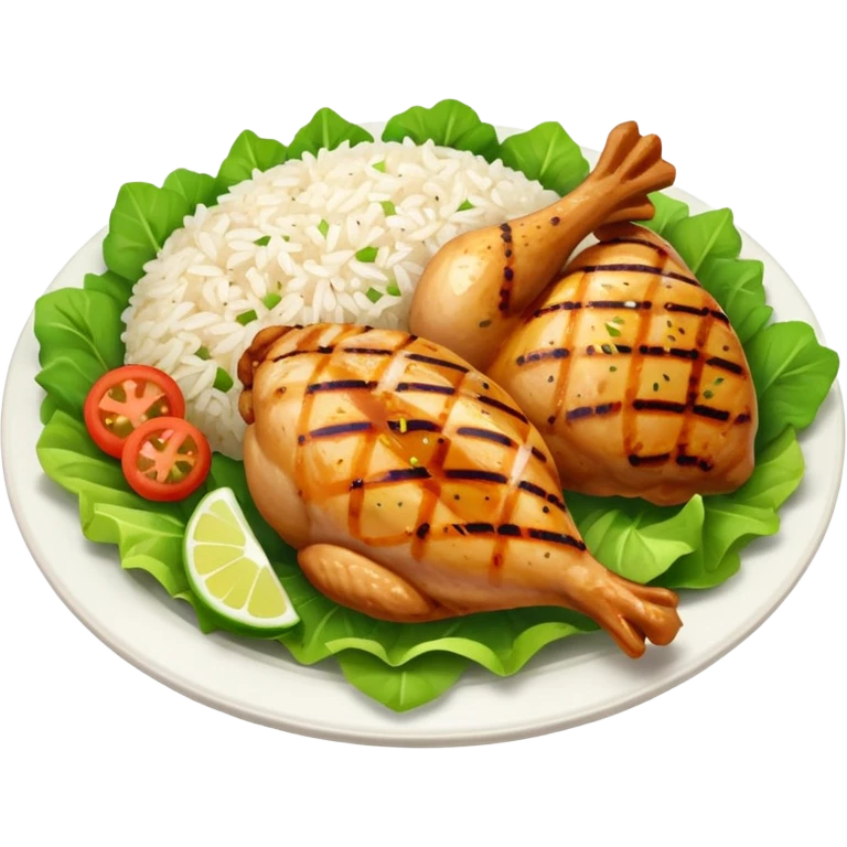 Grilled chicken and rice with salad emoji