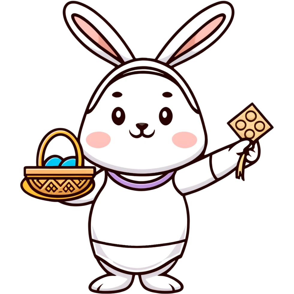 Feminine spring goddess Eostre with halo, Easter bunny, and Passover matzo symbols combined in one harmonious design emoji