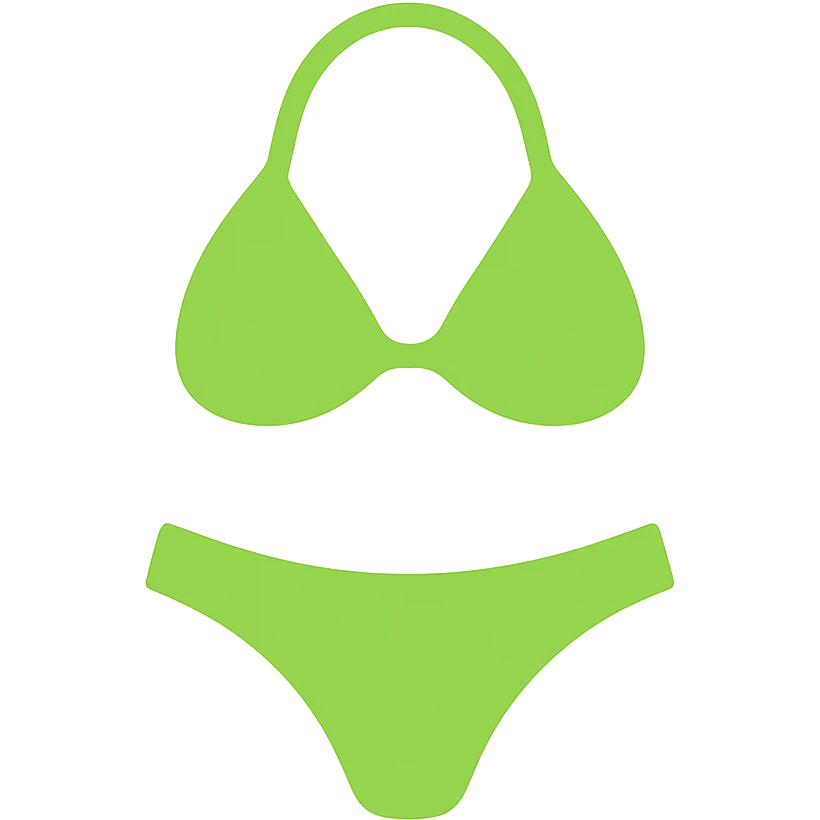 neon green bikini, flat color, trendy, vector icon style emoji
