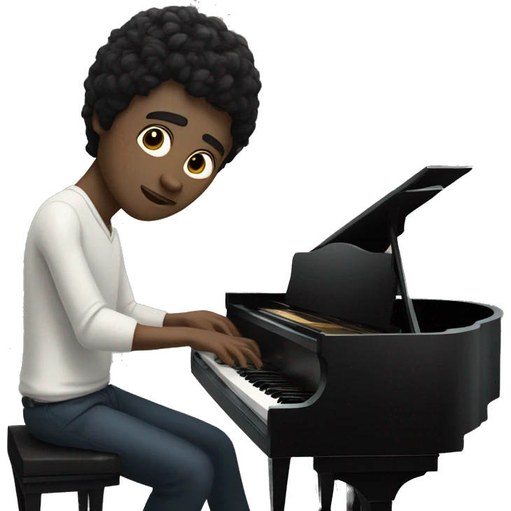 pale skin and black hair man playing grand piano emoji