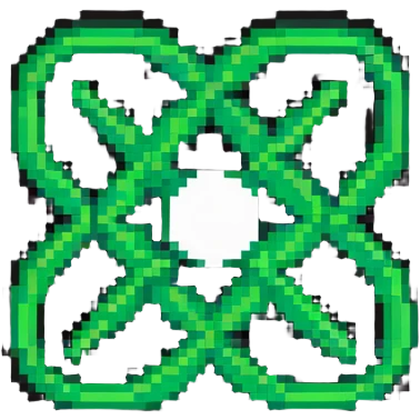 Pixel art atom symbol with Pakistan flag colors emoji