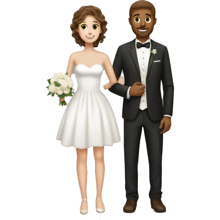 white couple people wedding brown hair emoji