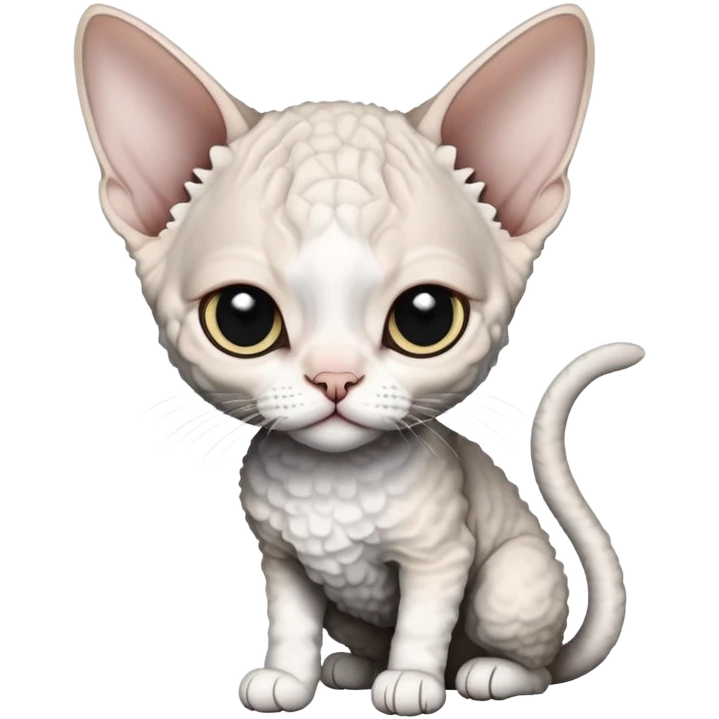 Black and white Devon Rex emoji