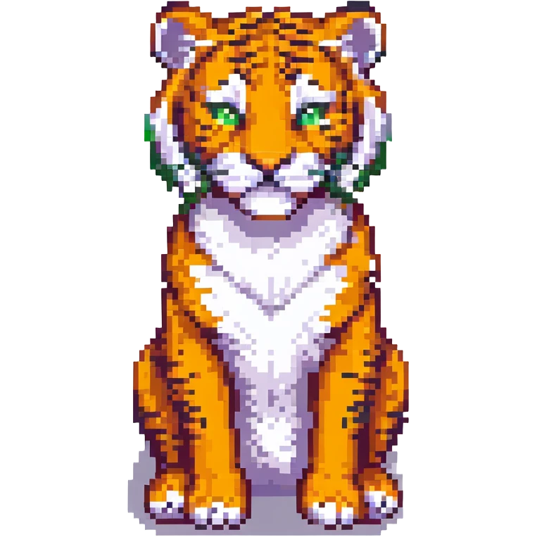 pixel art style tiger, sitting, classic video game sprite emoji