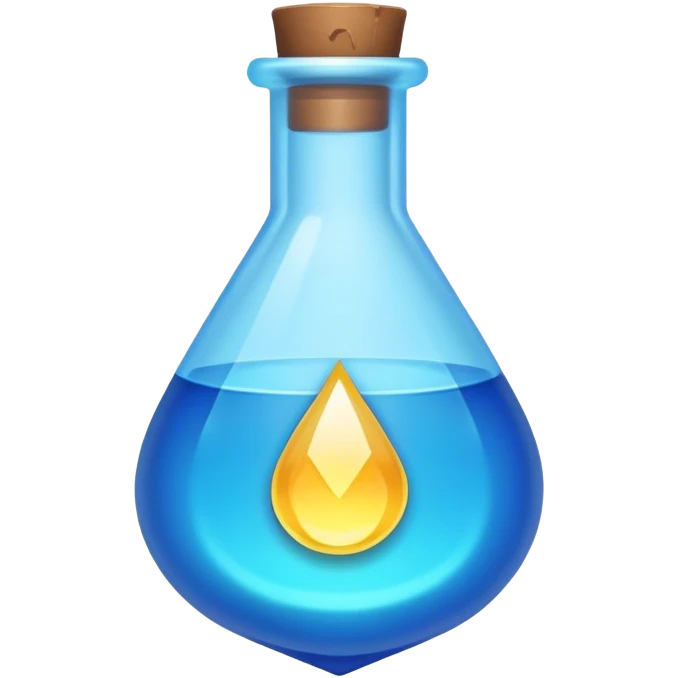 Clash of Clans aesthetic: Cinematic Playful Pixel 3D blue mana Potion Emoji, rendered in a 3D vector-style similar to standard emojis with minimal shading and bold, simplified shapes. A compact, distinct form with signature details, softly glowing with a pixelated adventure charm. Simplified yet unmistakably iconic, highly detailed and consistent, glowing with a soft radiance and high shine. Stylized with a touch of classic pixel-art charm and a soft glowing outline, capturing the essence of a beloved gaming relic with a friendly, playful manner! emoji