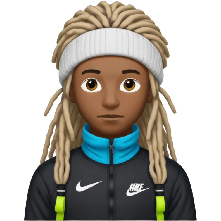 make a black person i nike tech with dreads and ski mask emoji