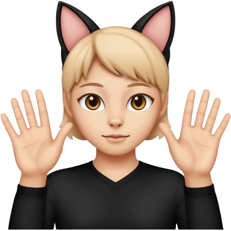 손을 브이모양으로 꺾어서 고양이 귀처럼 만든 포즈를 한 사람 emoji