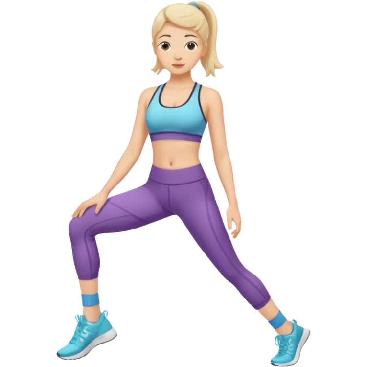 prepubescent flat-chested girl in a sports bra, yoga pants, socks and sneakers emoji