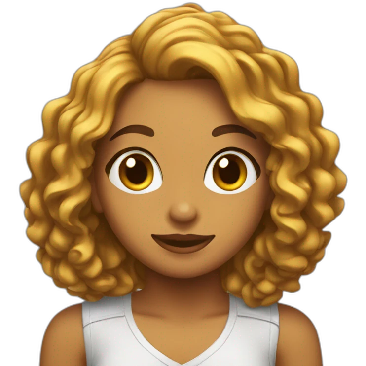 Chica pelo rizado castaño emoji