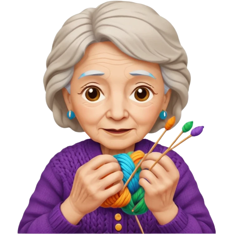 elderly woman knitting emoji