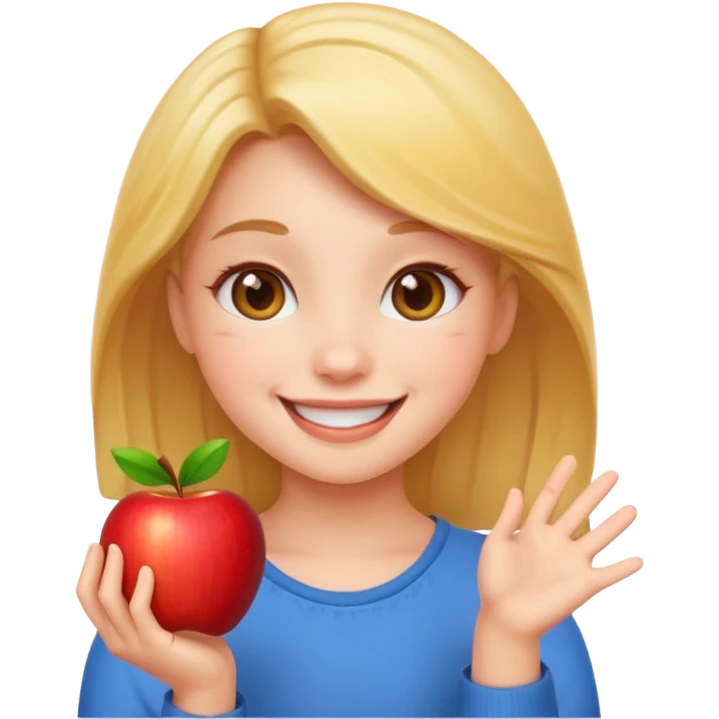 cheerful pose cute girl apple emoji style emoji